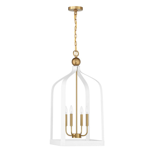 Savoy House Sheffield 4-Light Pendant, White/Warm Brass Accents