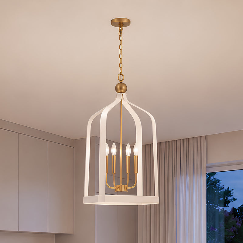 Savoy House Sheffield 4-Light Pendant, White/Warm Brass Accents