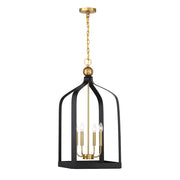 Savoy House Sheffield 4 Light Pendant, Black/Brass Accents - 7-7802-4-143
