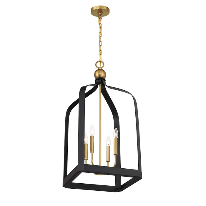 Savoy House Sheffield 4Lt Pendant, Black/Brass