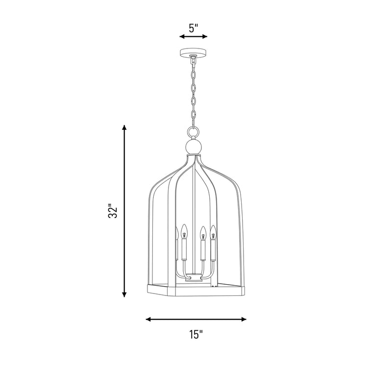 Savoy House Sheffield 4 Light Pendant, Black/Brass Accents
