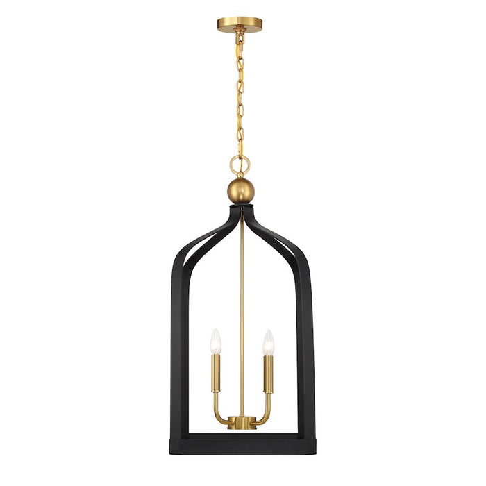 Savoy House Sheffield 4 Light Pendant, Black/Brass Accents