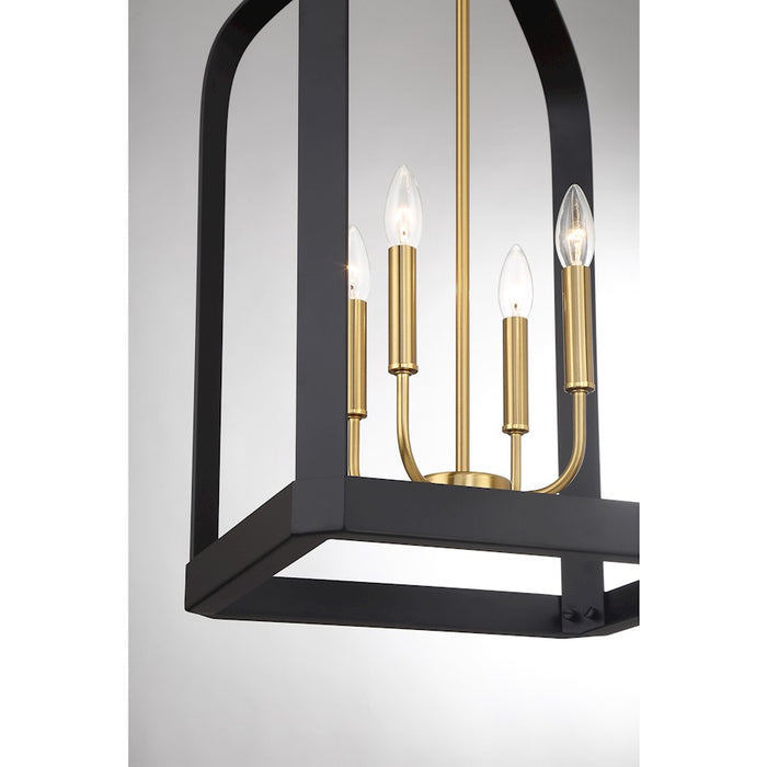 Savoy House Sheffield 4Lt Pendant, Black/Brass