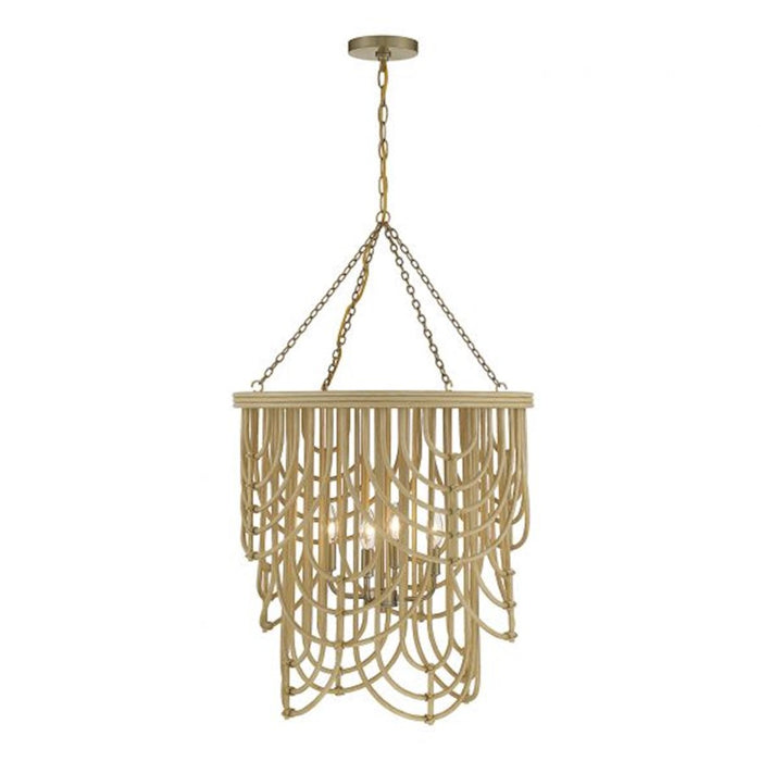 Savoy House Bremen 4-Light Pendant, Burnished Brass/Rattan - 7-7910-4-177