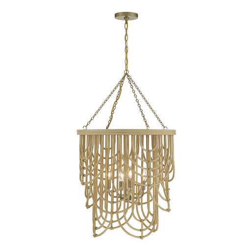 Savoy House Bremen 4-Light Pendant, Burnished Brass/Rattan