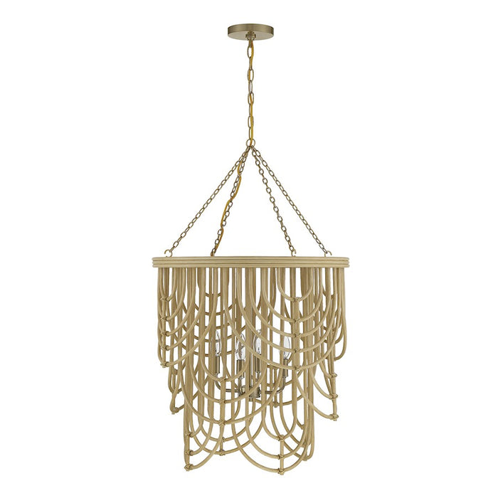 Savoy House Bremen 4-Light Pendant, Burnished Brass/Rattan