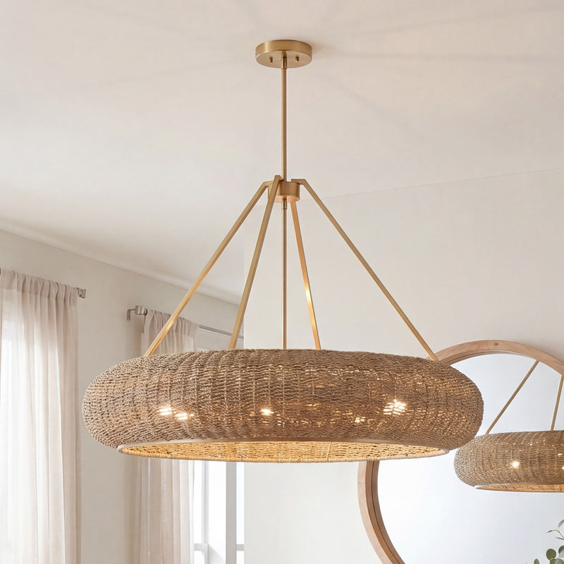 Savoy House Gaia 6 Lt Pendant, Woven, Warm Brass