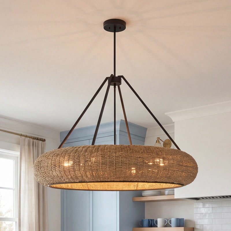 Savoy House Gaia 6 Lt Pendant, Woven, Matte Black
