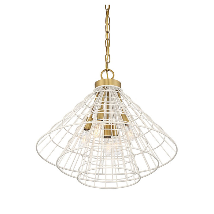 Savoy House Lenox 5-Light Pendant, White/Warm Brass Accents