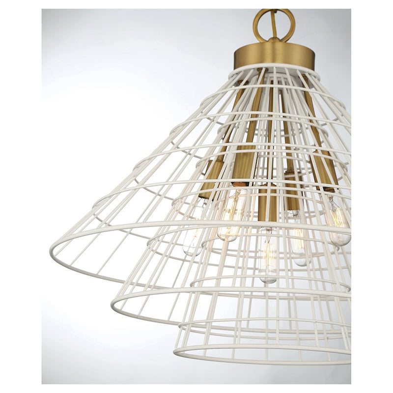Savoy House Lenox 5-Light Pendant, White/Warm Brass Accents