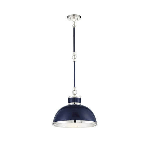 Savoy House Corning 1-Light Pendant, Navy/Polished Nickel Accents