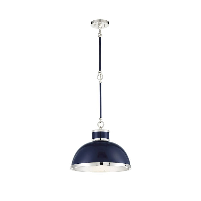 Savoy House Corning 1-Light Pendant, Navy/Polished Nickel Accents