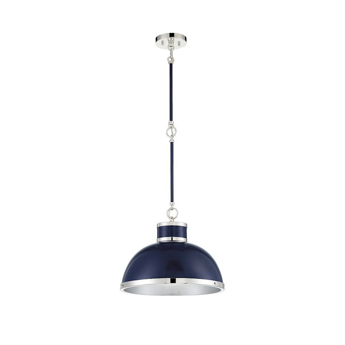 Savoy House Corning 1-Light Pendant, Navy/Polished Nickel Accents