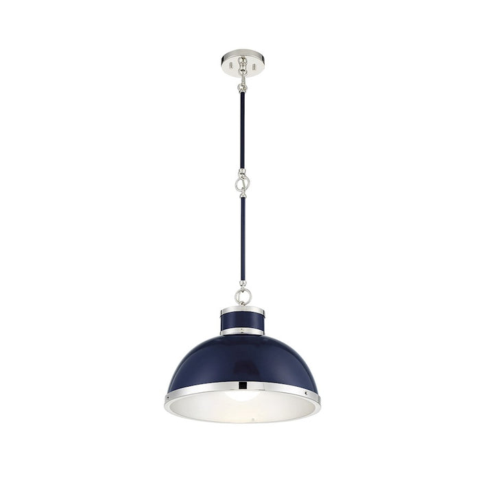 Savoy House Corning 1-Light Pendant, Navy/Polished Nickel Accents