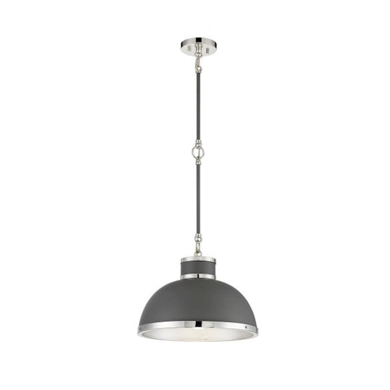 Savoy House Corning 1-Light Pendant, Gray/Polished Nickel Accents