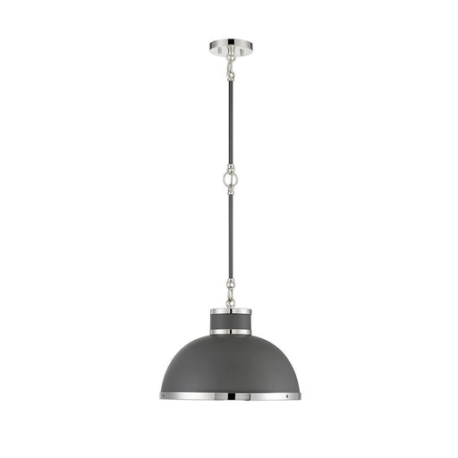 Savoy House Corning 1-Light Pendant, Gray/Polished Nickel Accents