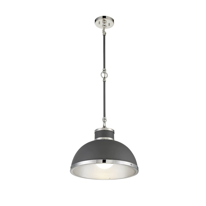 Savoy House Corning 1-Light Pendant, Gray/Polished Nickel Accents