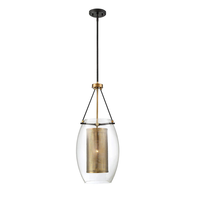 Savoy House Dunbar 1-Light Pendant, Warm Brass/Bronze Accents