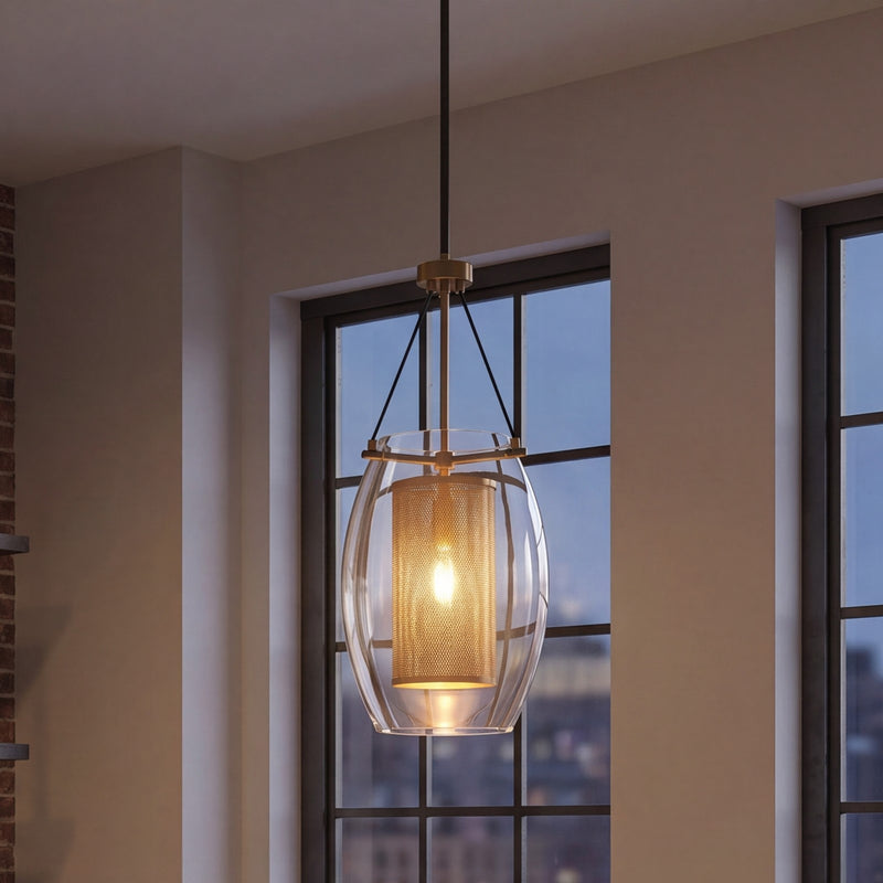 Savoy House Dunbar 1-Light Pendant, Warm Brass/Bronze Accents