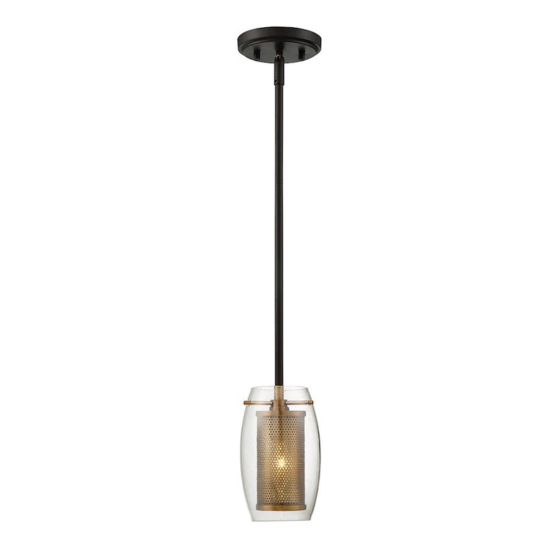Savoy House Dunbar 1-Light Mini-Pendant, Warm Brass/Bronze Accents