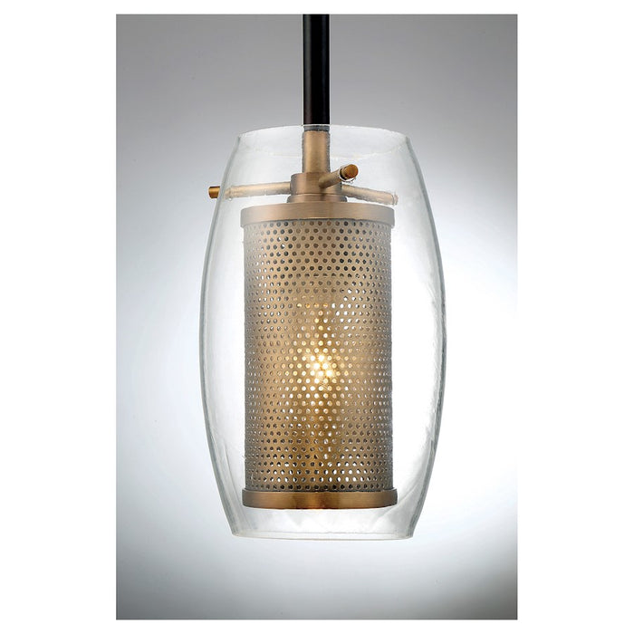 Savoy House Dunbar 1-Light Mini-Pendant, Warm Brass/Bronze Accents