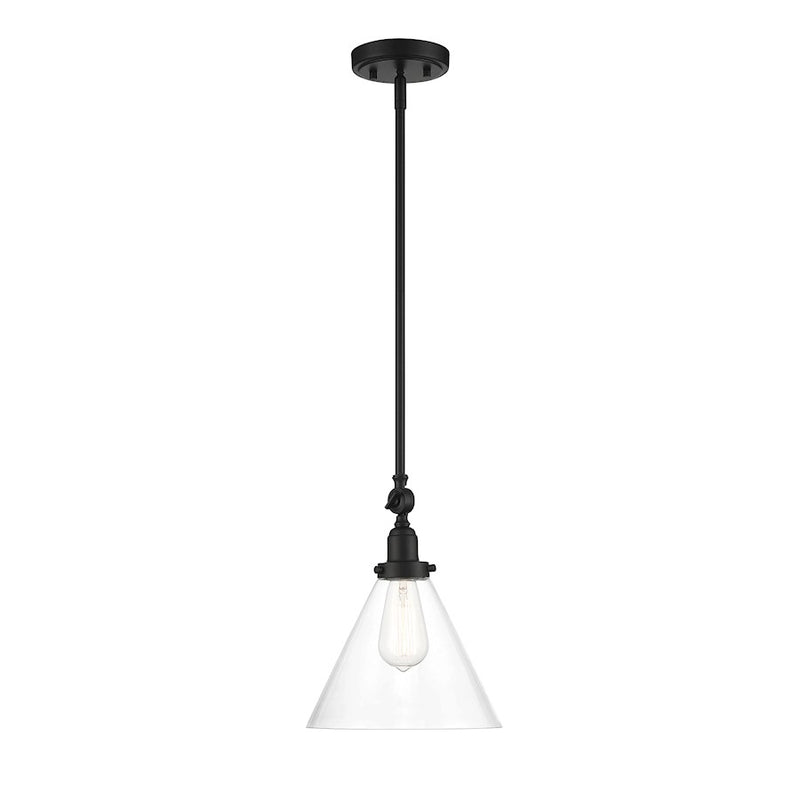 Savoy House Drake 1 Light Pendant, Matte Black/Clear