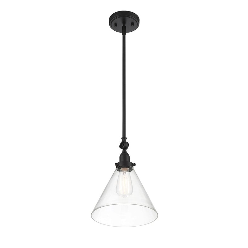 Savoy House Drake 1 Light Pendant, Matte Black/Clear