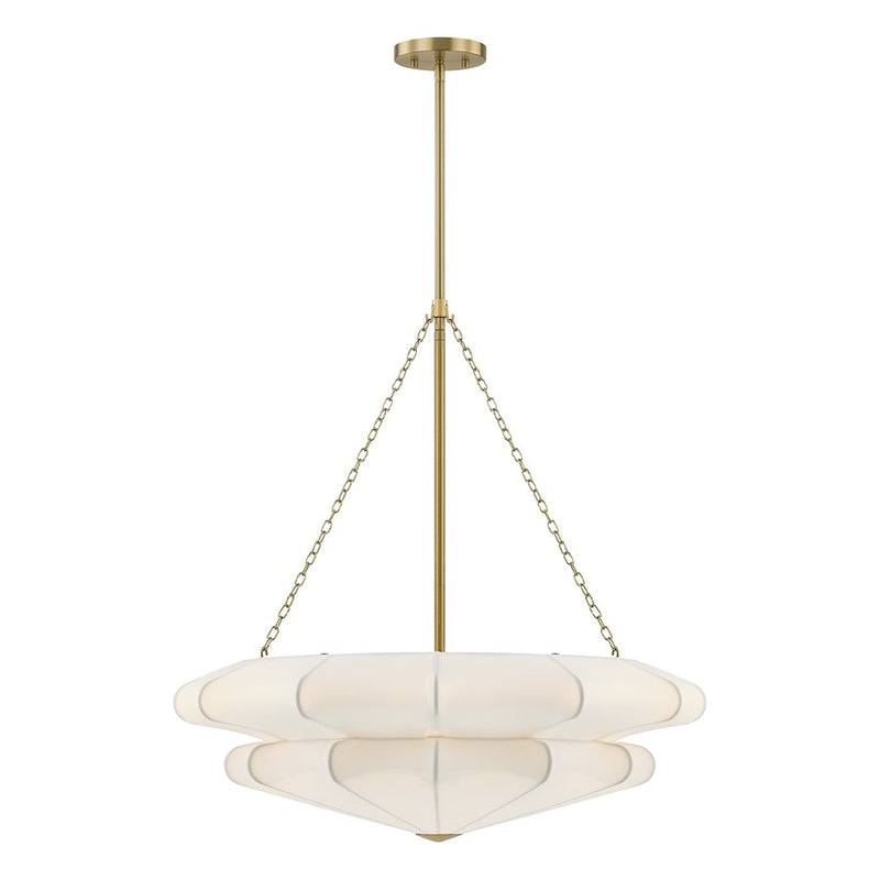 Savoy House Coppell 3 Lt Pendant, Sheer White, Warm Brass