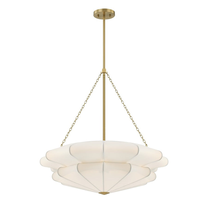Savoy House Coppell 3 Lt Pendant, Sheer White, Warm Brass