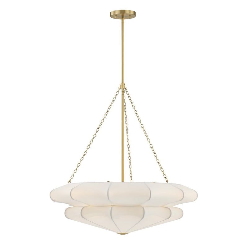 Savoy House Coppell 3 Lt Pendant, Sheer White, Warm Brass