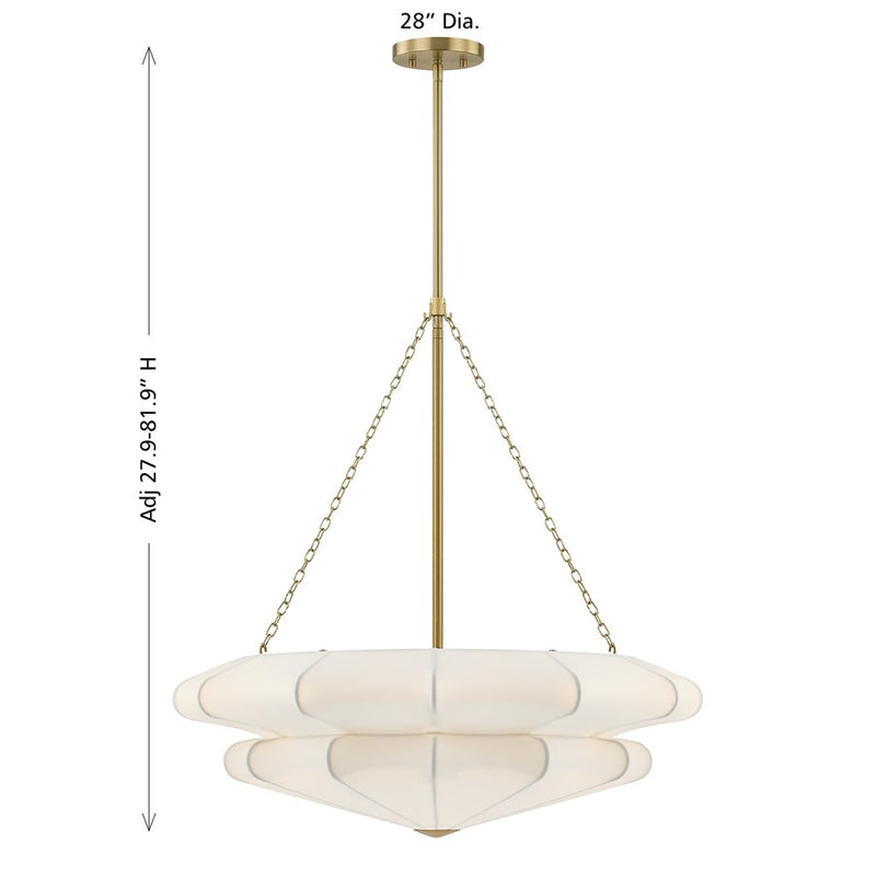 Savoy House Coppell 3 Lt Pendant, Sheer White, Warm Brass