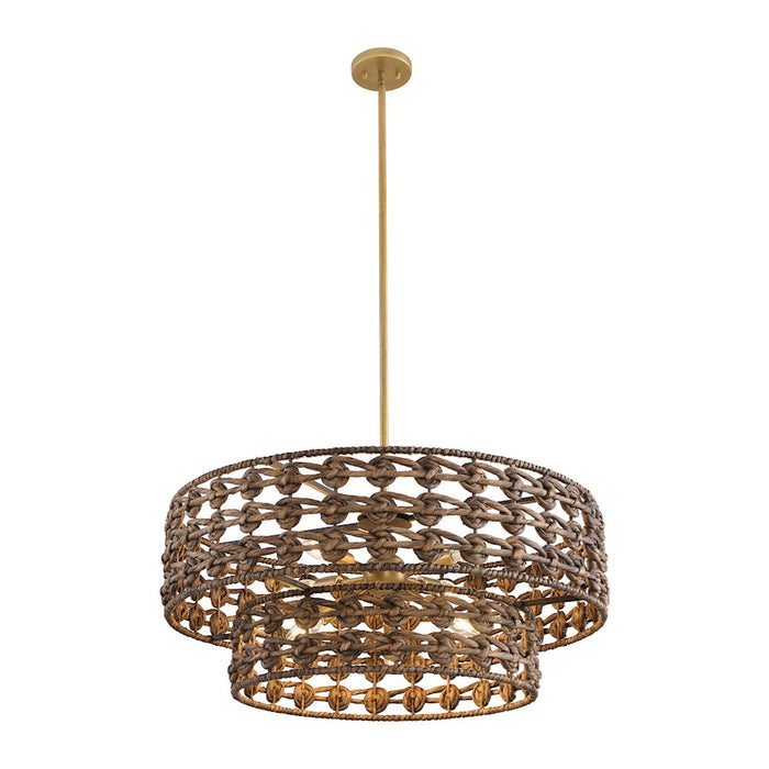 Savoy House Silencio 7 Light Pendant, Riviera Brass