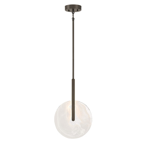Savoy House Ainslie 12in 1-Light LED Pendant | Modern Mediterranean Bronze and Strie Glass | Kitchen & Dining Room | 12 x 12 x 18 in | Model 7-9307-1-15