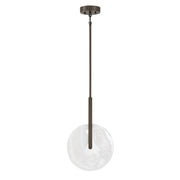 Savoy House Ainslie 12in 1-Light LED Pendant | Modern Mediterranean Bronze and Strie Glass | Kitchen & Dining Room | 12 x 12 x 18 in | Model 7-9307-1-15