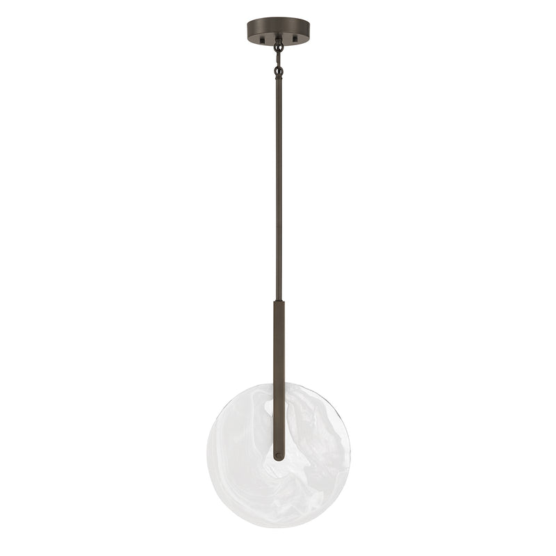 Savoy House Ainslie 12in 1-Light LED Pendant | Modern Mediterranean Bronze and Strie Glass | Kitchen & Dining Room | 12 x 12 x 18 in | Model 7-9307-1-15