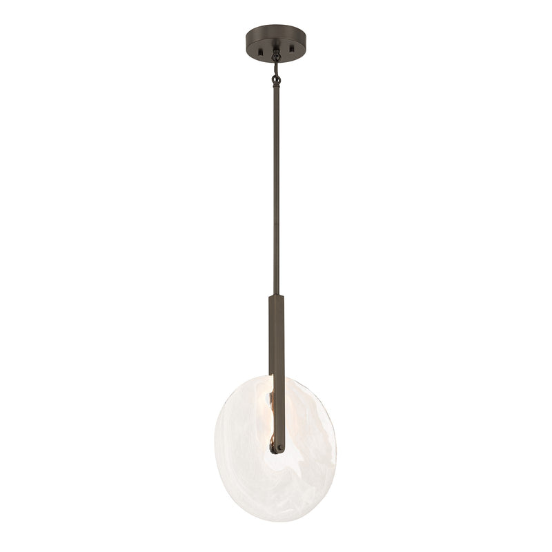 Savoy House Ainslie 12in 1-Light LED Pendant | Modern Mediterranean Bronze and Strie Glass | Kitchen & Dining Room | 12 x 12 x 18 in | Model 7-9307-1-15