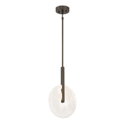 Savoy House Ainslie 12in 1-Light LED Pendant | Modern Mediterranean Bronze and Strie Glass | Kitchen & Dining Room | 12 x 12 x 18 in | Model 7-9307-1-15