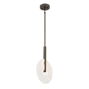 Savoy House Ainslie 12in 1-Light LED Pendant | Modern Mediterranean Bronze and Strie Glass | Kitchen & Dining Room | 12 x 12 x 18 in | Model 7-9307-1-15