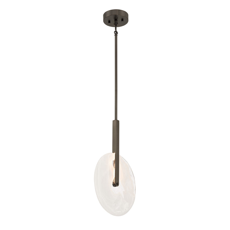 Savoy House Ainslie 12in 1-Light LED Pendant | Modern Mediterranean Bronze and Strie Glass | Kitchen & Dining Room | 12 x 12 x 18 in | Model 7-9307-1-15