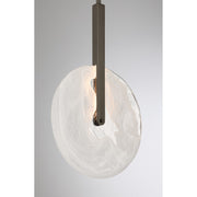 Savoy House Ainslie 12in 1-Light LED Pendant | Modern Mediterranean Bronze and Strie Glass | Kitchen & Dining Room | 12 x 12 x 18 in | Model 7-9307-1-15