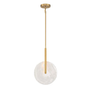 Savoy House Ainslie 12in 1-Light LED Pendant | Modern Warm Brass Metal and Strie Glass | Kitchen Island & Dining Room | 12 x 12 x 18 | Model 7-9307-1-322