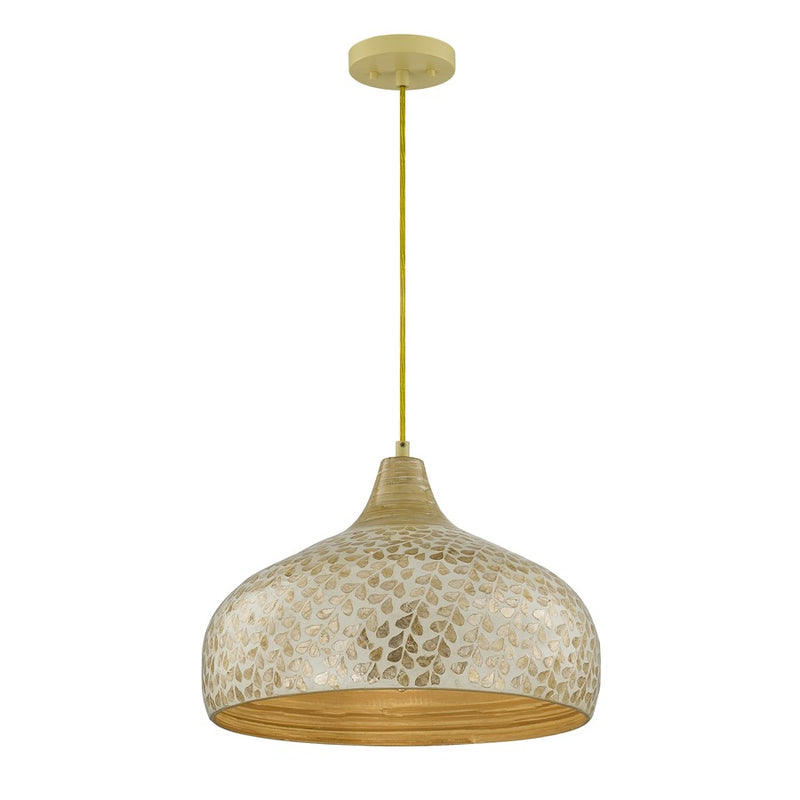 Savoy House Kemp 1 Lt Pendant, Ivory and Gold Shell