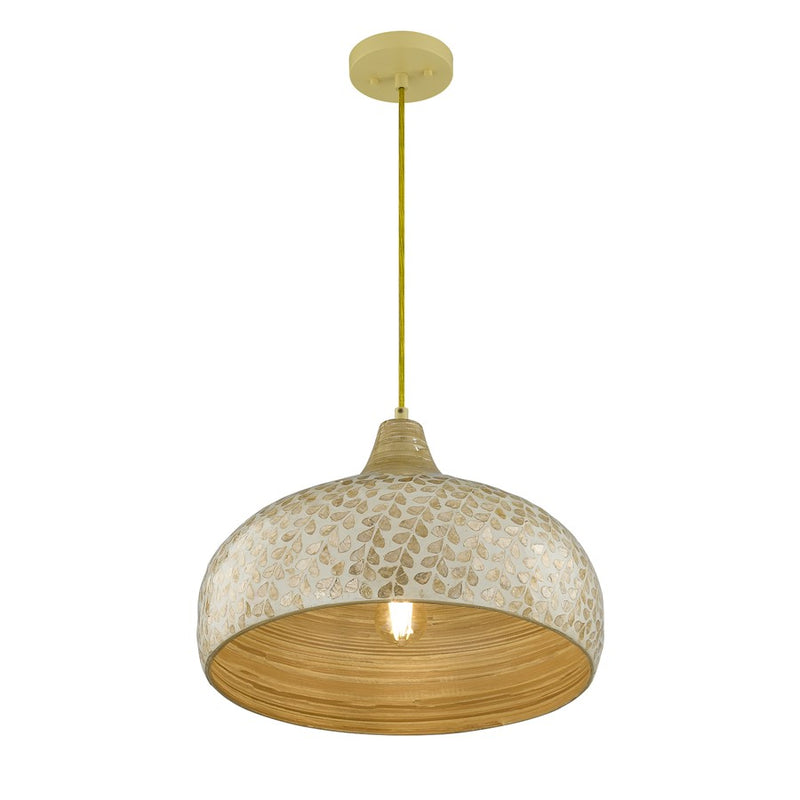 Savoy House Kemp 1 Lt Pendant, Ivory and Gold Shell