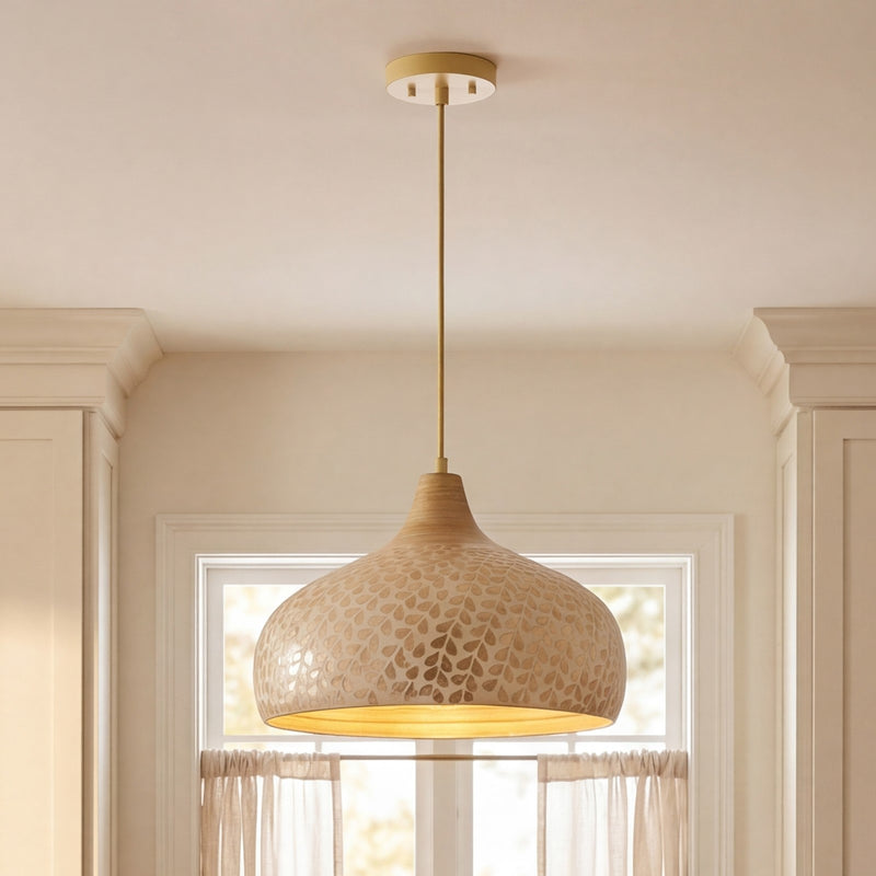 Savoy House Kemp 1 Lt Pendant, Ivory and Gold Shell