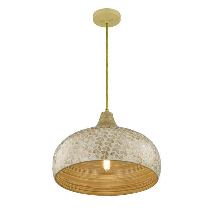 Savoy House Kemp 1 Lt Pendant, Ivory and Gold Shell
