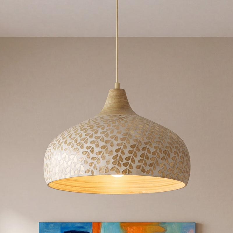 Savoy House Kemp 1 Lt Pendant, Ivory and Gold Shell