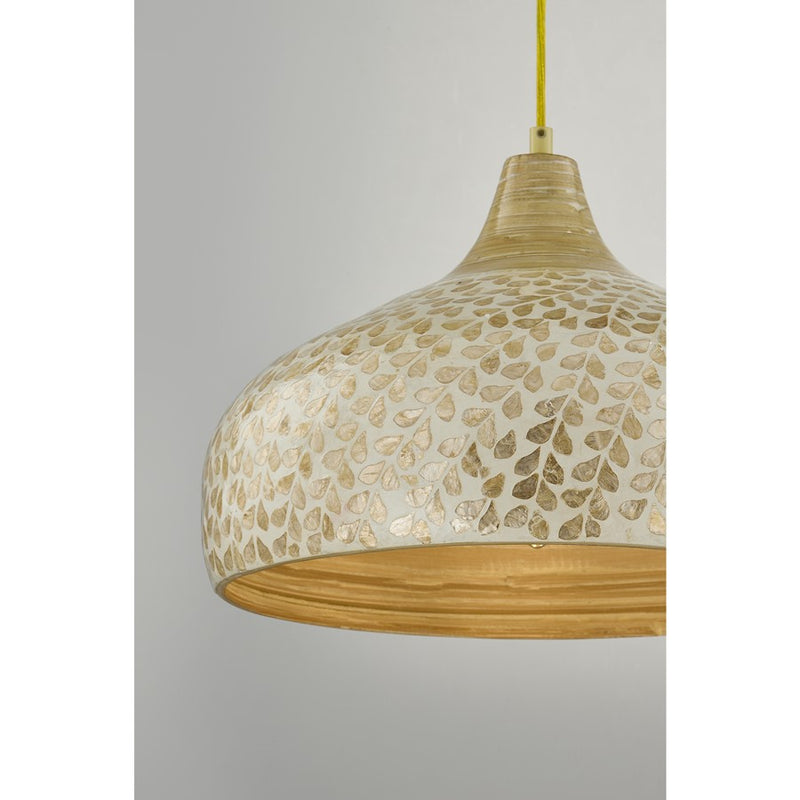 Savoy House Kemp 1 Lt Pendant, Ivory and Gold Shell