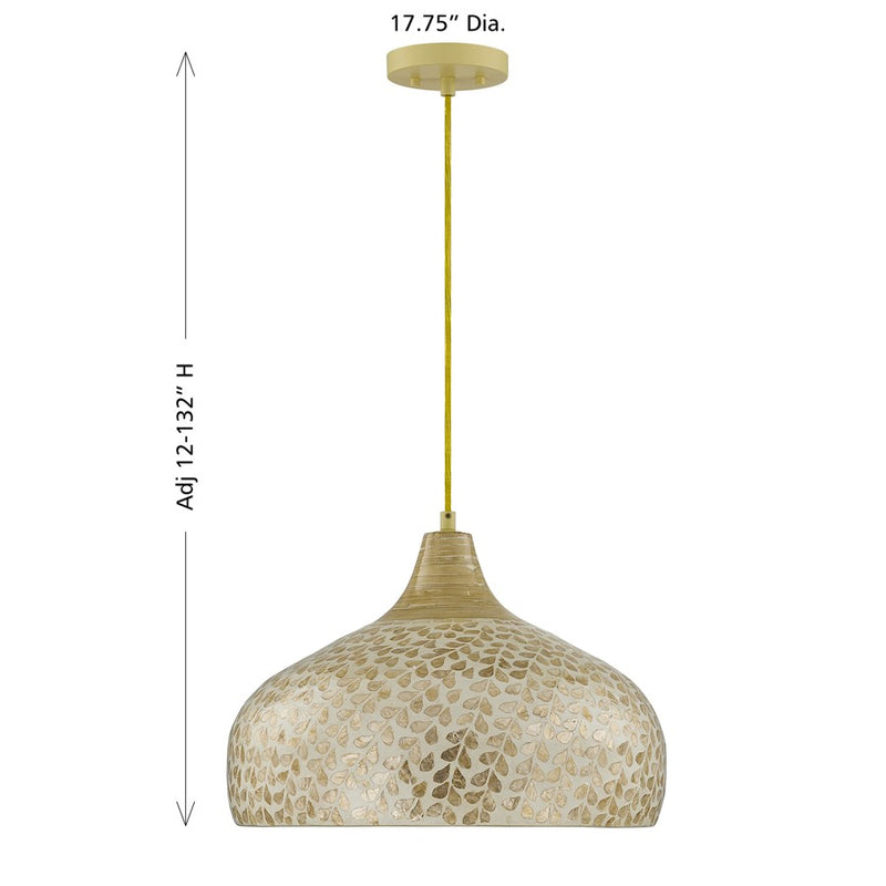 Savoy House Kemp 1 Lt Pendant, Ivory and Gold Shell