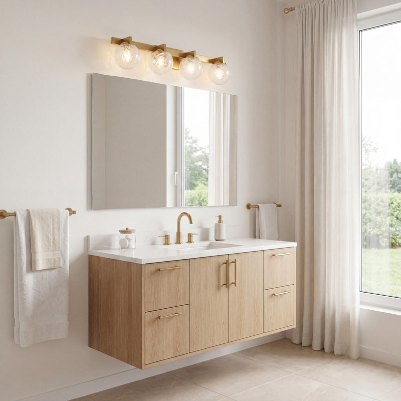 Savoy House Darien 4 Light Bath, Warm Brass/Ice