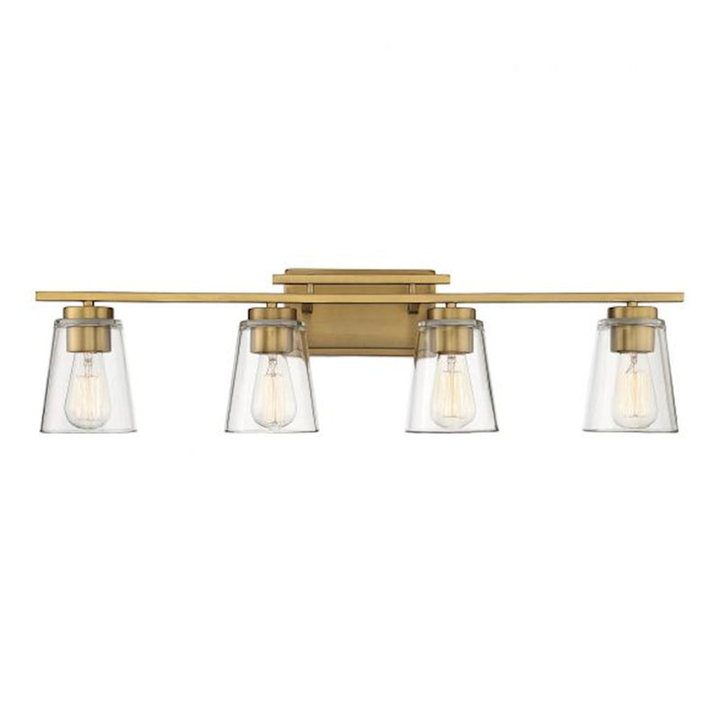 Savoy House Calhoun 4-Light Bathroom Vanity Light, Warm Brass